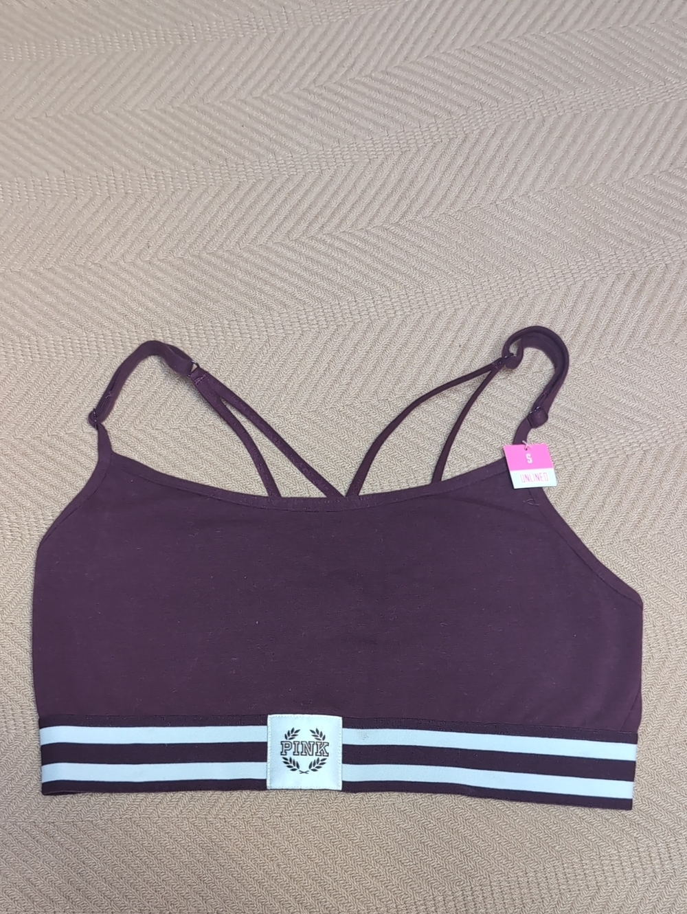 PINK Victoria's Secret Women's Strappy Sports Bralette in Burgundy